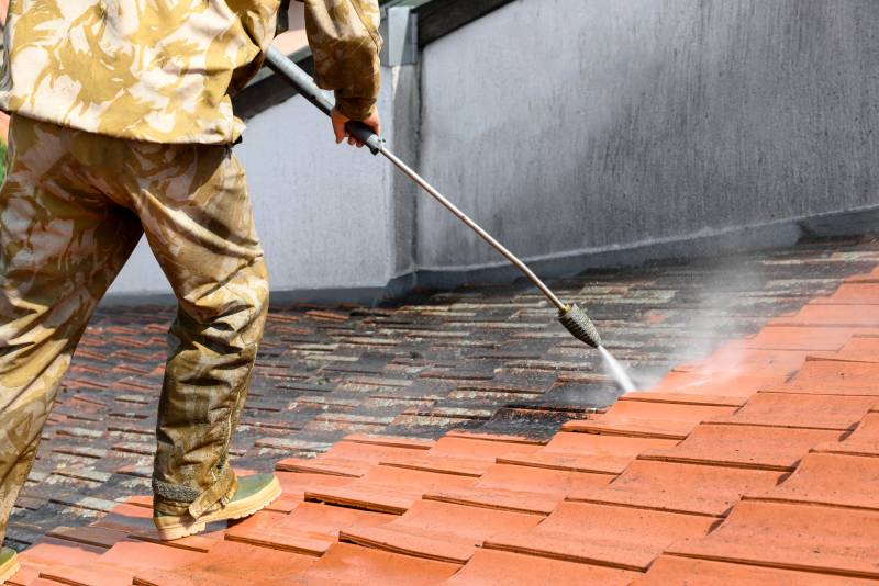 Démoussage de toiture professionnel à Lyon pour enlever les lichens d'un toit dans le Rhône